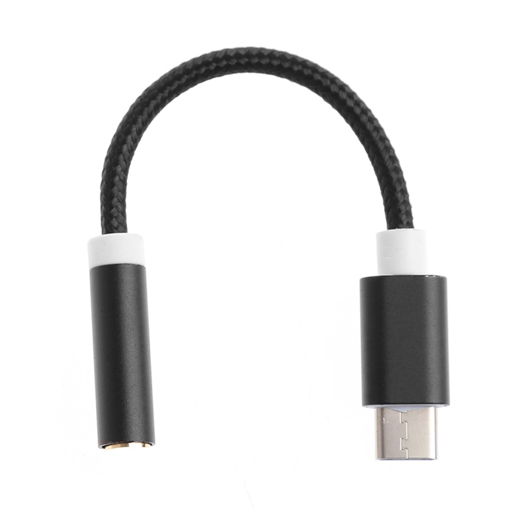 Dây cáp chuyển đổi tín hiệu âm thanh từ USB loại C cổng đực sang 3.5mm cổng cái với thiết kế bện dây chắc chắn