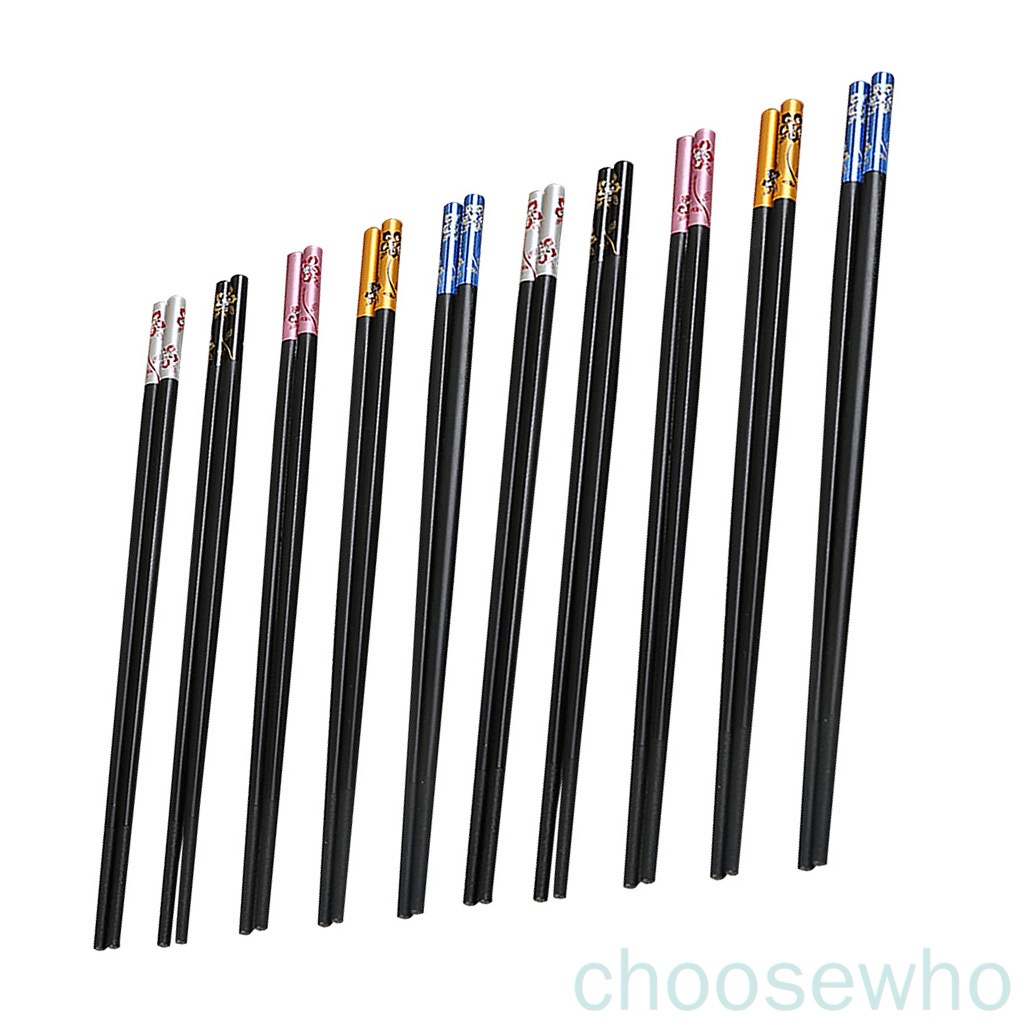 Set 10 đôi đũa sợi thủy tinh chống trượt họa tiết hoa