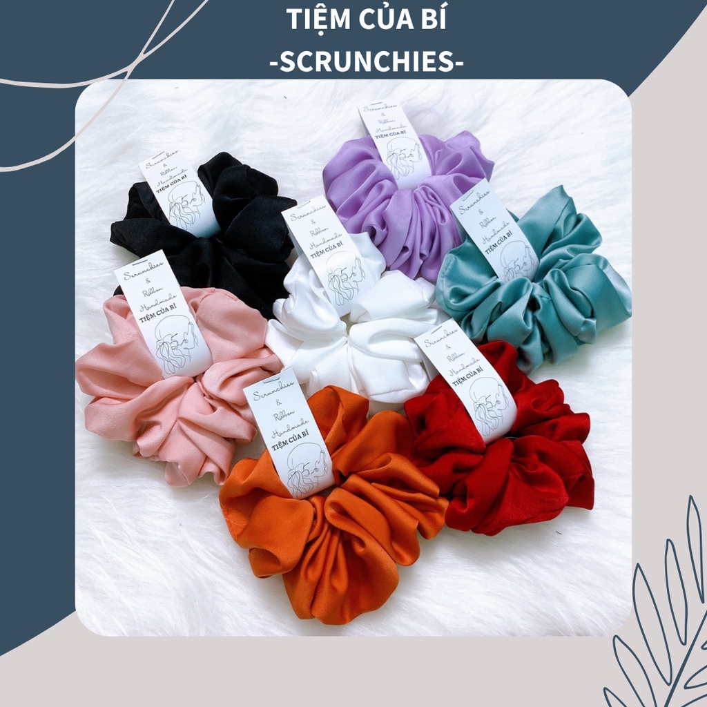 [Hàng thiết kế] Scrunchies dây cột tóc handmade size to siêu phồng vải lụa cao cấp hot trend dành cho bạn gái
