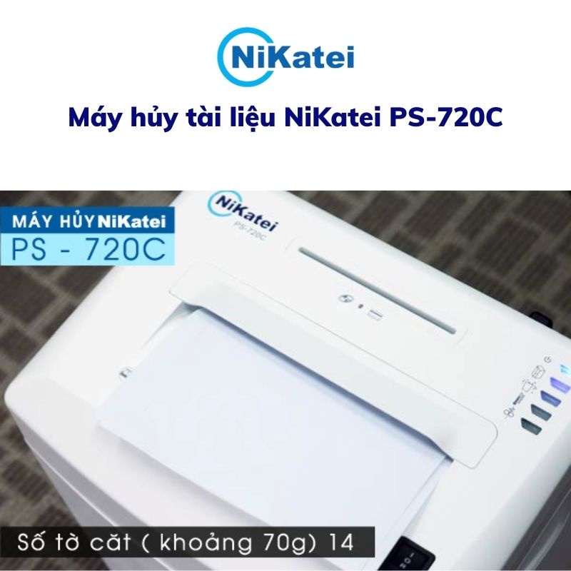 Máy hủy tài liệu NiKatei PS-720C hủy cả đĩa cd, thẻ tín dụng an toàn thiết kế đẹp mắt công nghệ Nhật Bản