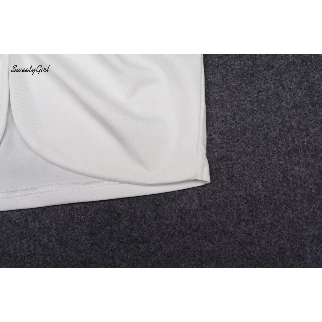 Áo Ống Ôm Màu Đen Trơn Đính Nơ Quyến Rũ Thời Trang 2022 Cho Nữ