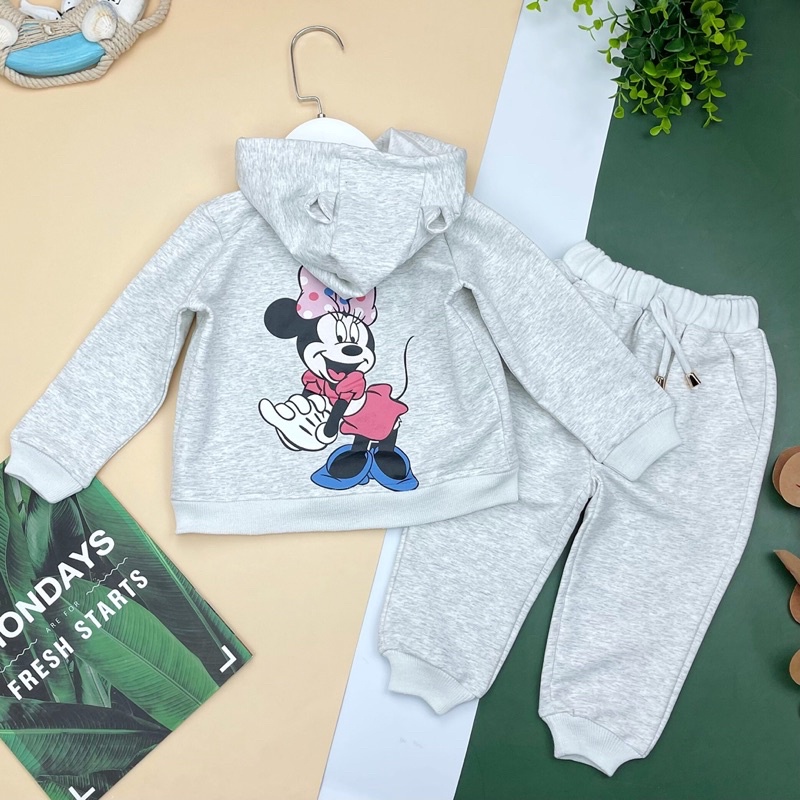 PVN531 Bộ nỉ  Mickey áo khoác Bé Trai, Bé Gái siêu cute có size 1-6.