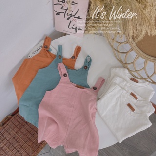 SetG05 Set Yếm Đùi Thô Đũi Kèm Áo Thun Gân Cho Bé 5kg Đến 13kg