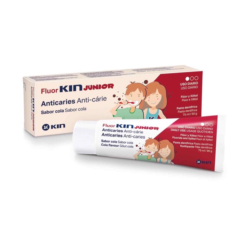 Kem đánh răng trẻ em Fluor Kin Junior ngừa sâu , làm sạch mảng bám, bảo vệ men răng chắc khỏe, thơm miệng (bé &gt; 6 tuổi)