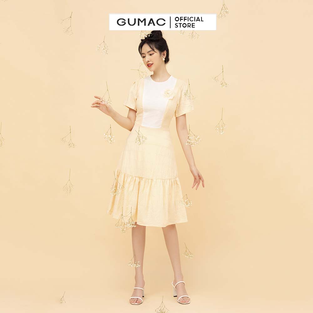 [Mã WABR0101 giảm 10% đơn 99K] Đầm phối màu rã tùng GUMAC DB729 | BigBuy360 - bigbuy360.vn