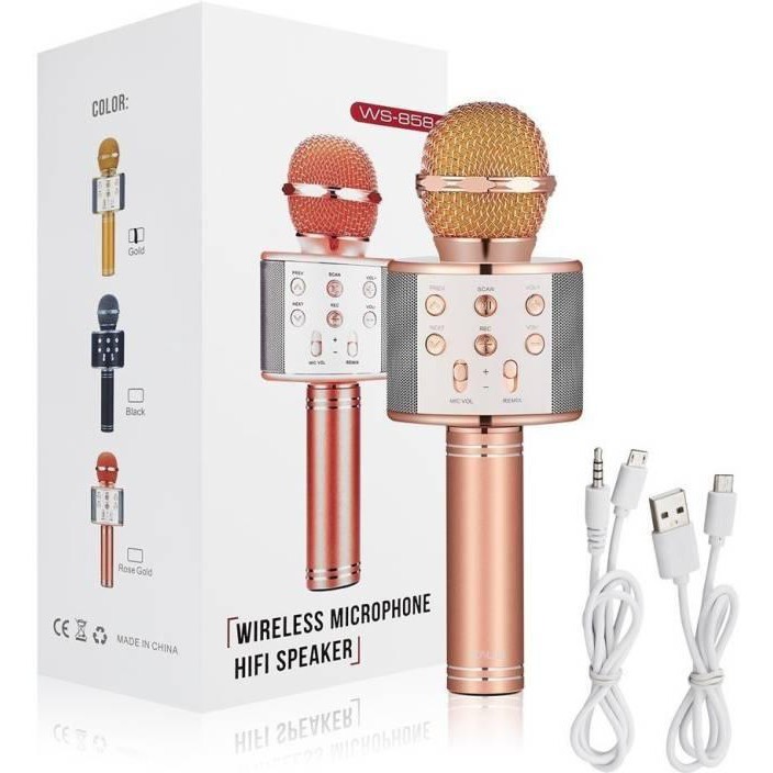 Micro hát karaoke Bluetooth 3in1 kèm loa WS-858 có out âm thanh ra loa lớn