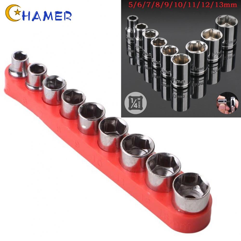 CHAMER- ~9pcs 1 4 inch Drive 513mm Hex Bit Metric Socket Wrench Head Nut Removal Tool hNxHjKqu eZoaFbY