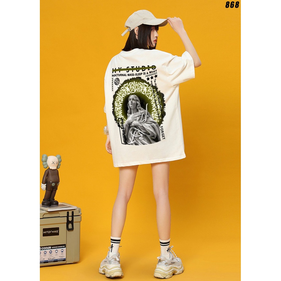 Áo Thun Tay Lỡ Unisex Cotton 100 Form Rộng HYKOREA Tượng nữ 868.