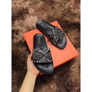 [Giảm Giá Cực Sock] Dép Nam Quai Ngang Da Rắn Đen-GC3