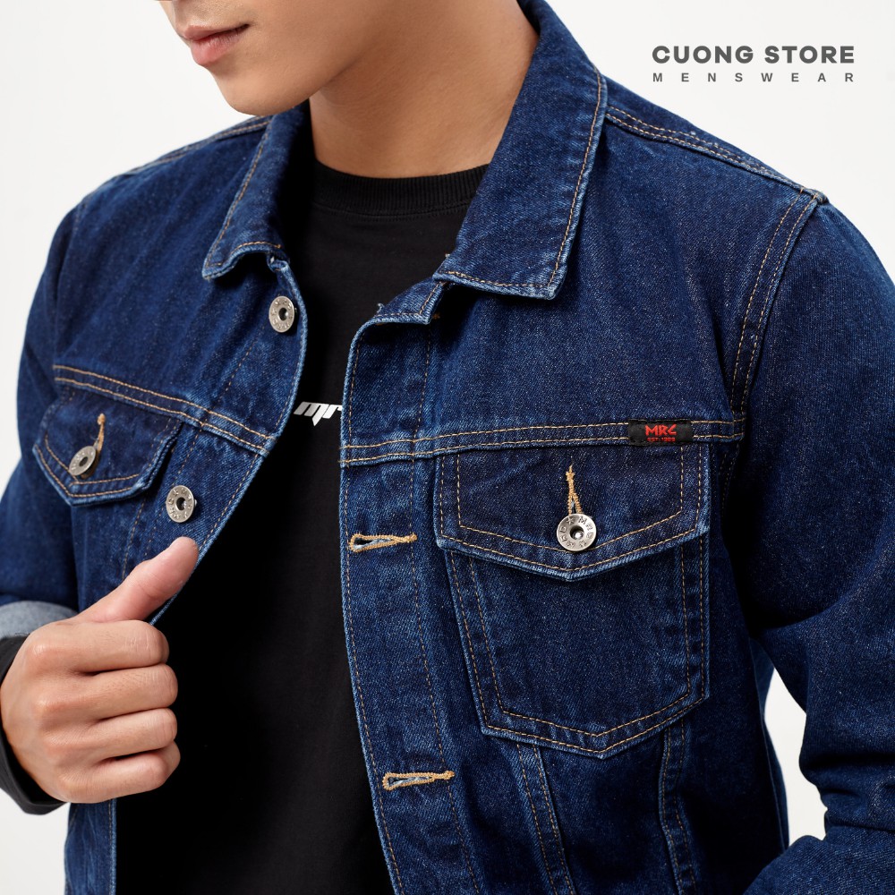 Áo khoác Jean nam basic màu xanh đậm MRC 023 - SN chất denim cao cấp, dày dặn, form chuẩn tôn dáng - CUONG STORE