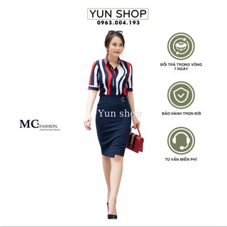 Chân Váy Đẹp Công Sở - Chân Váy Ôm Dáng Chữ A Dài Chuẩn Hãng MC Fashion CV0389 Màu Xanh Tím Than