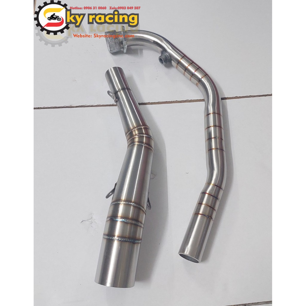 Cổ Lon 2 Khúc Inox 304 Vảy Cá Gắn Pô Tăng Cho Xe Win, Winx, Sonic (Khúc Đá Thấp)
