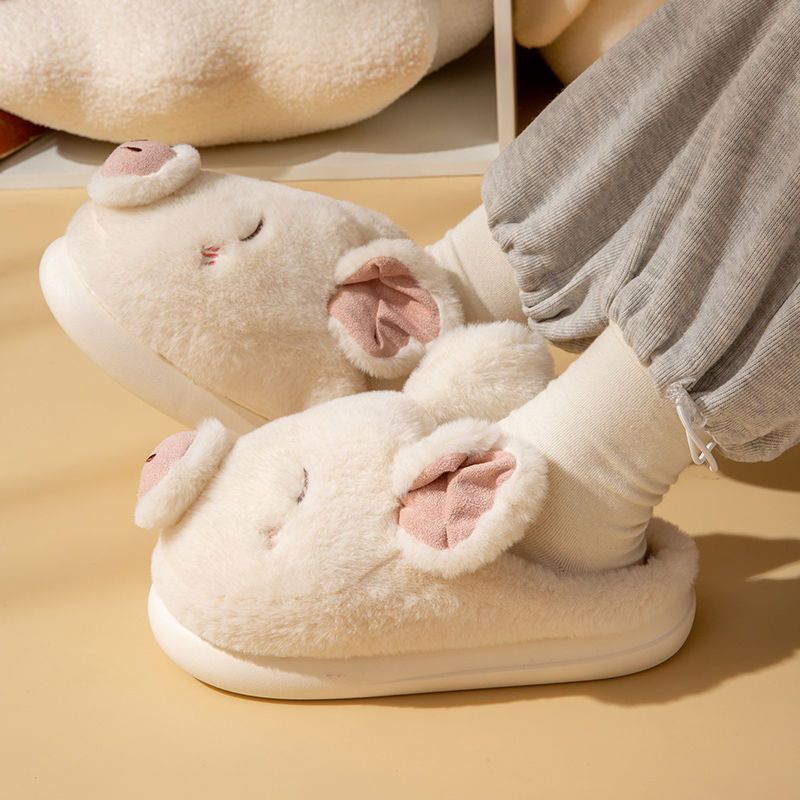 Dép Bông Đi Trong Nhà Đế Dày Tăng Chiều Cao In Họa Tiết Hoạt Hình Dễ Thương Thời Trang Mùa Đông Cho Nữ