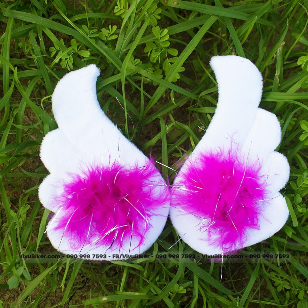 [Có VIDEO] Combo Mũ bảo hiểm 3/4 trắng lót hồng kèm cánh Cupid thiên thần FungFing Thái Lan - Có bán lẻ phụ kiện