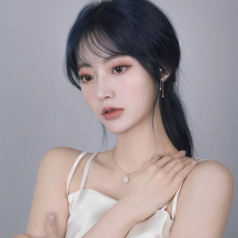 Bông Tai Mạ Bạc 925 Đính Đá Zircon Siêu Sáng Dáng Dài Phong Cách Hàn Quốc