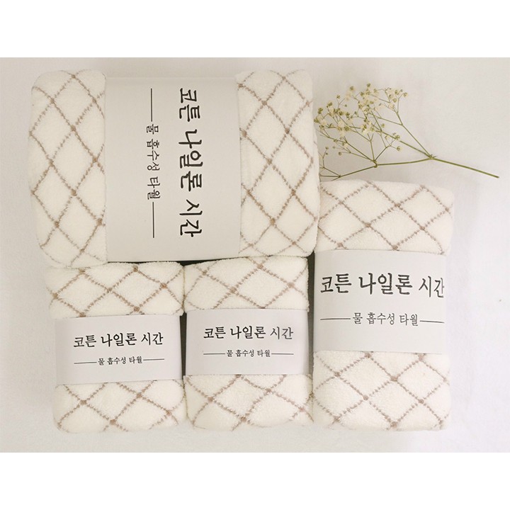Sét 4 Khăn Tắm Hàn, Khăn Gội, Khăn Mặt Lông Cừu Xuất Hàn Cao Cấp Siêu Mềm Mịn Thấm Nước Mẫu Mới