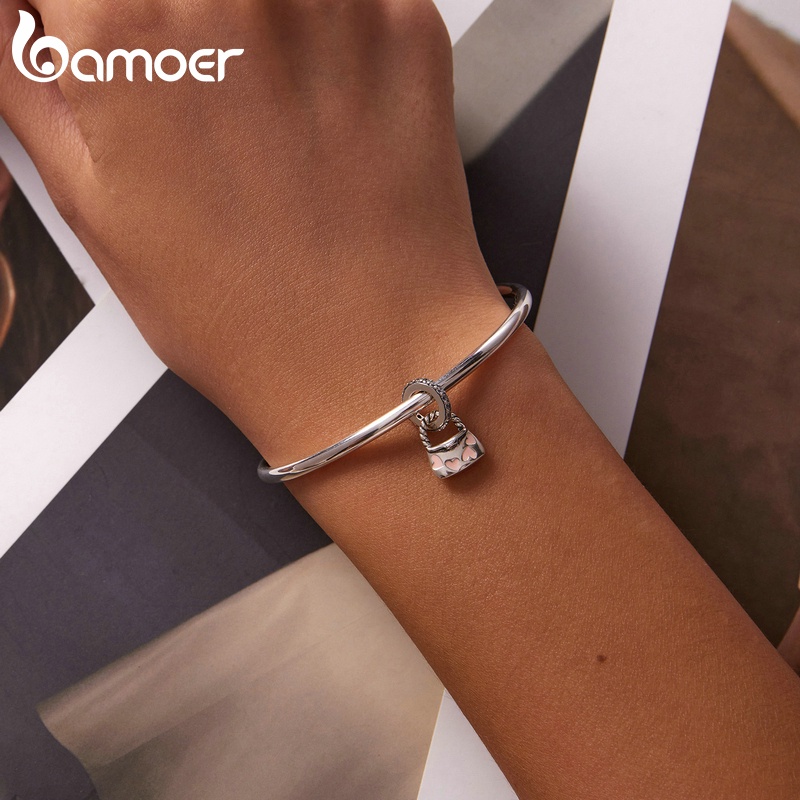 Mặt phụ kiện BAMOER SCC2153 925 bạc họa tiết trái tim thời trang