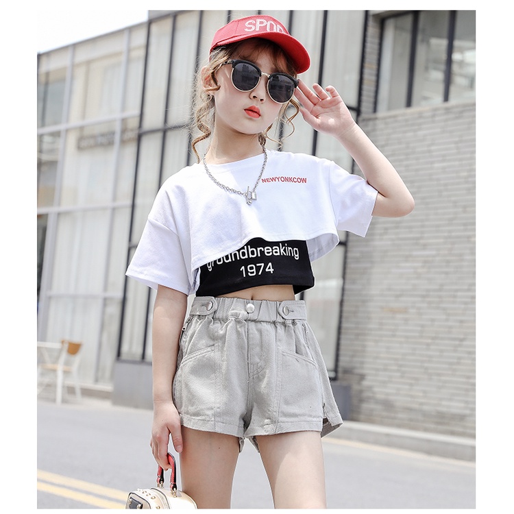 Set Áo Thun Sát Nách Và Quần Short Phong Cách Phương Tây Thời Trang Mùa Hè Hàng Mới Dành Cho Bé Gái
