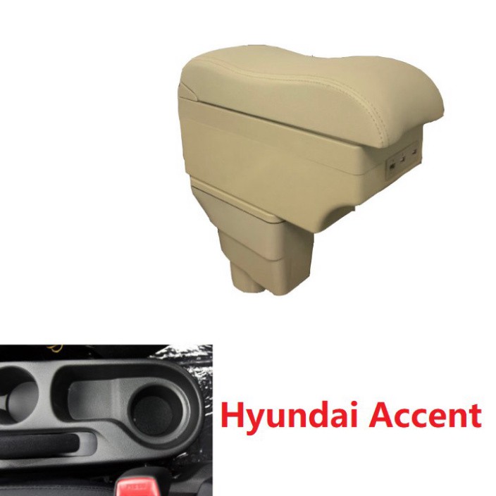 Sản Phẩm Hộp tỳ tay xe hơi Hyundai Accent tích hợp 6 cổng USB: Mầu Be .