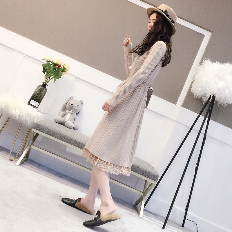 Đầm len dáng dài phong cách thanh lịch thời trang thu đông cho nữ