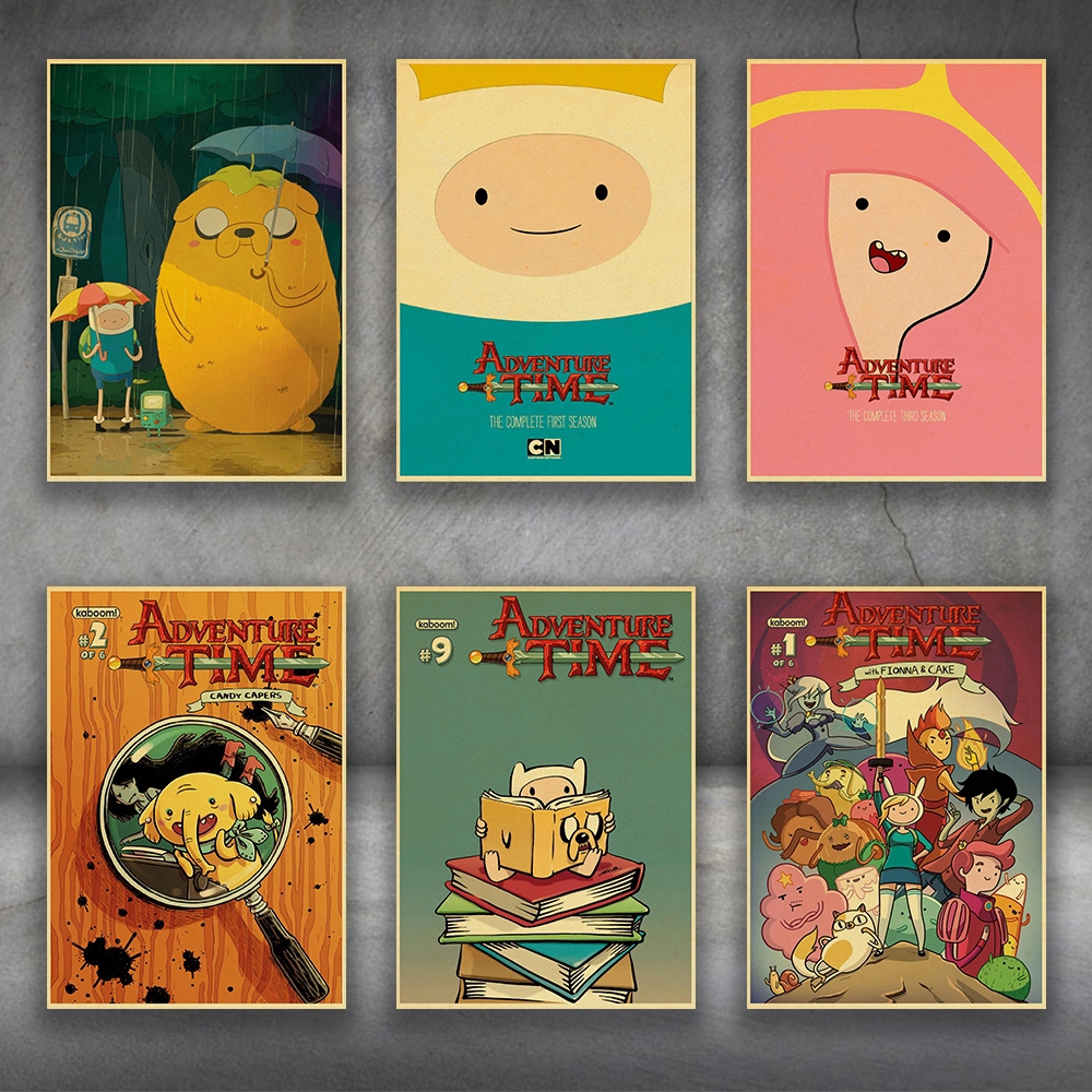 Poster Phim Hoạt Hình Adventure Time with Finn and Jake Cổ Điển Treo Tường Trang Trí Phòng Khách / Ă