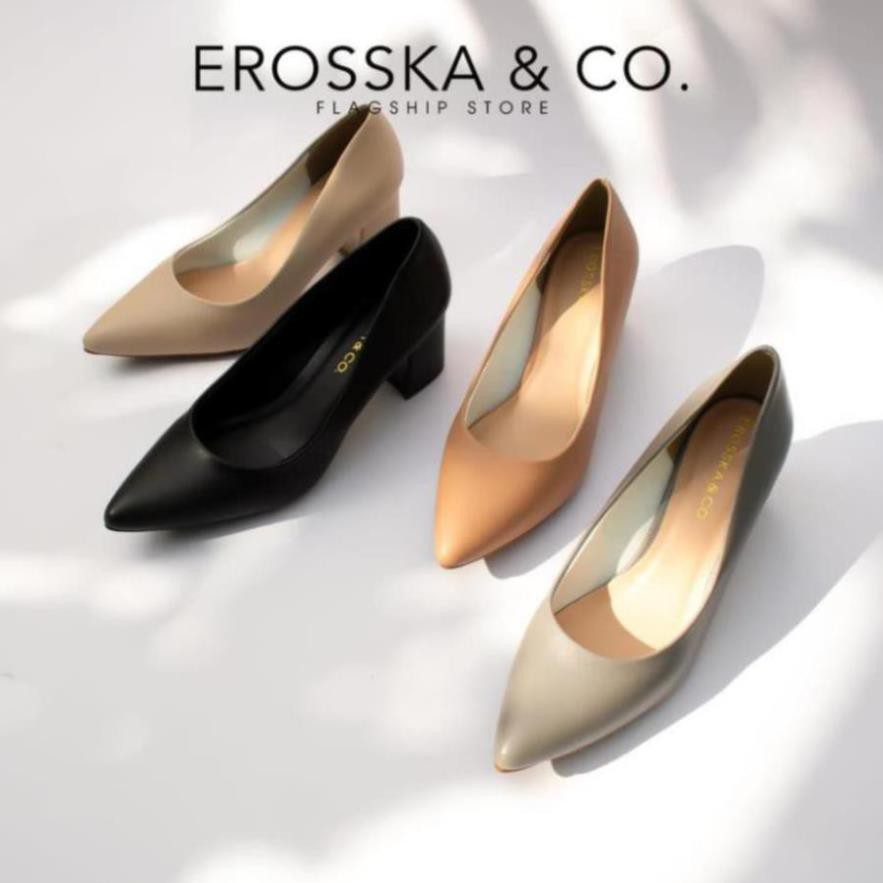 [Sale 3/3]Giày cao gót Erosska thời trang mũi nhọn kiểu dáng cơ bản cao 5cm màu xám _ EP011 P09 : _ ; x