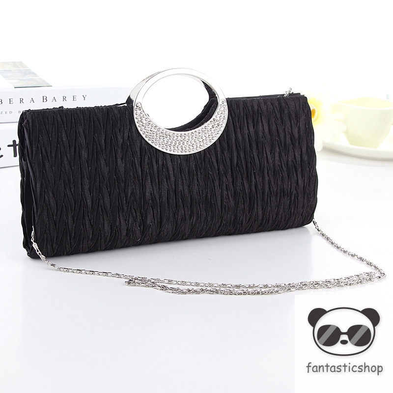 Ví Cầm Tay Bằng Satin Đính Đá Thời Trang Dành Cho Nữ