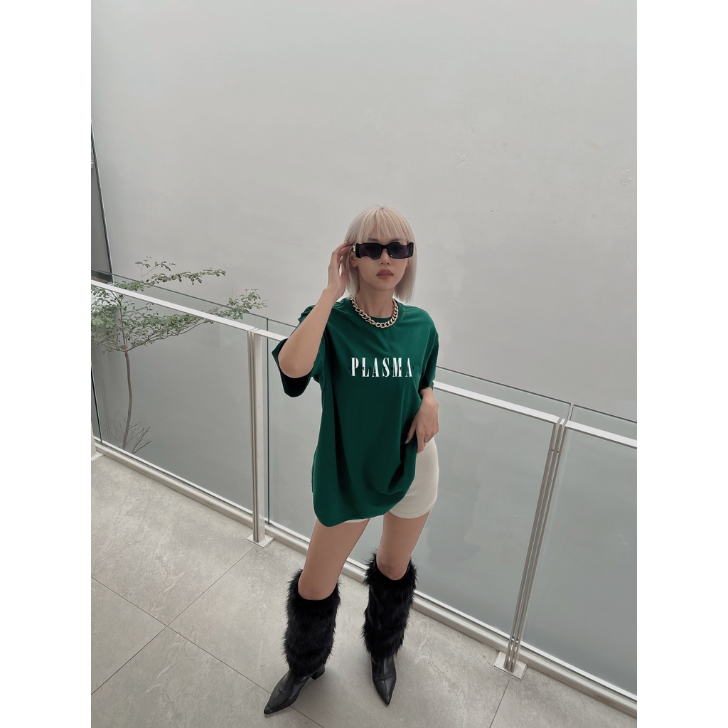 Áo thun Unisex PLASMA GREEN Tee phông nam nữ tay lỡ oversize form rộng
