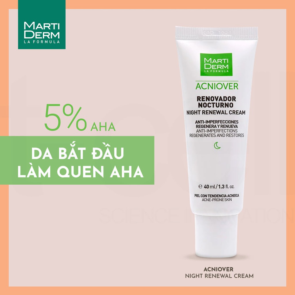 Kem Dưỡng Tái Tạo Ban Đêm Cho Da Dầu Mụn/ MartiDerm Acniover Night Renewal Cream (40ml)