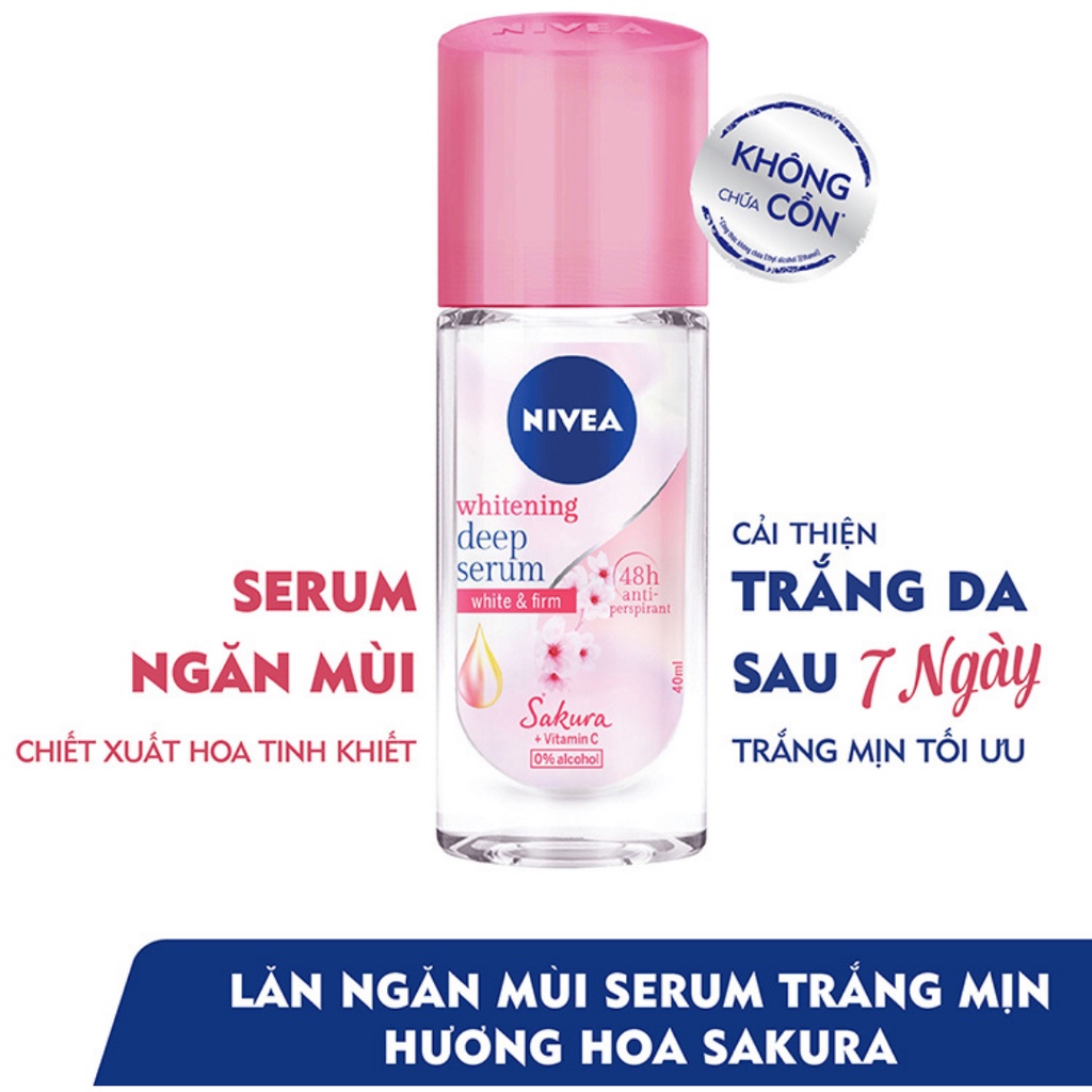 Lăn Ngăn Mùi Nivea Serum Trắng Mịn Hương Hoa Sakura 40ml - 85306