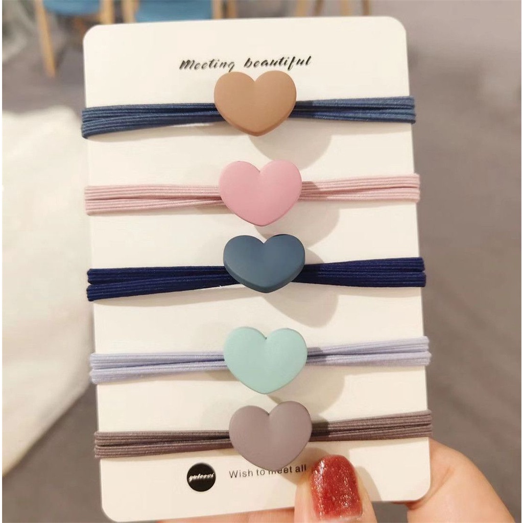 Dây buộc tóc co giãn hình trái tim dễ thương cho nữ