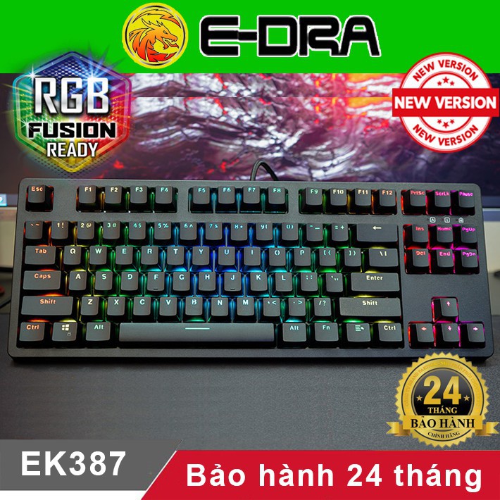 Bàn phím cơ Edra EK384 RGB Ajazz Philips chính hãng - Phím cơ E-Dra EK384 Blue Switch Led EK387 RGB