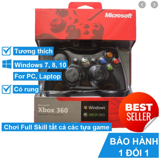 Tay cầm chơi game fifa online 4 xbox 360 pc chuyên fifa online 4 full box có rung xoay 360