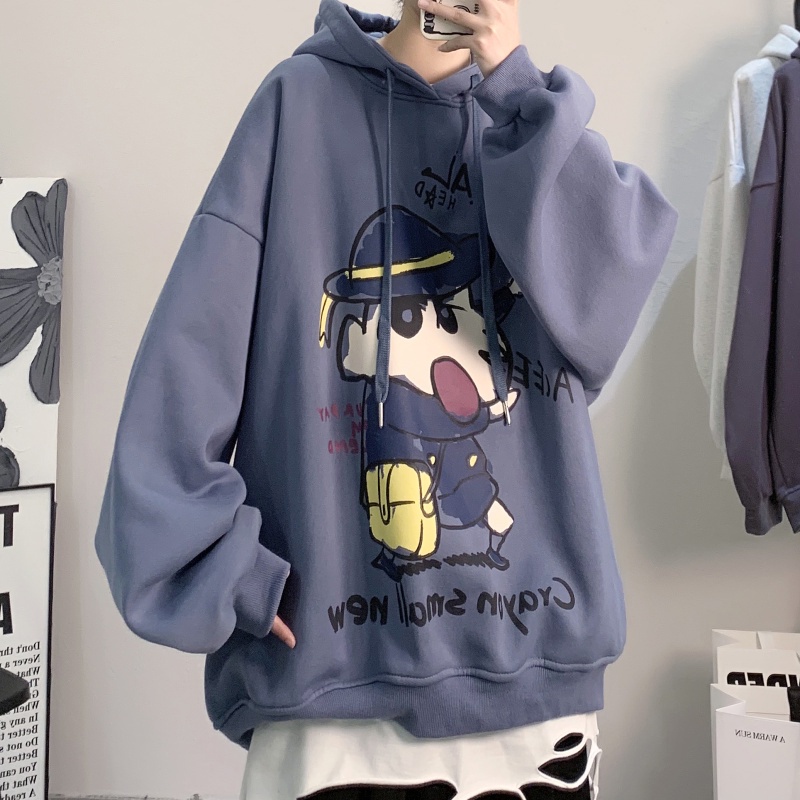 Áo khoác hoodie dáng rộng họa tiết hoạt hình phong cách hip hop thời trang xuân thu cho nam