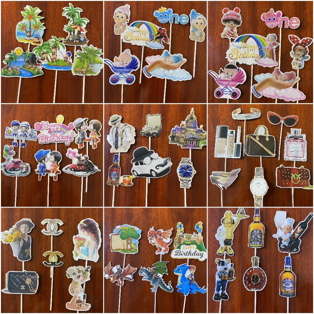 Set cắm giấy hiện đại trang trí bánh kem sinh nhật