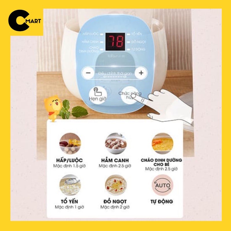 Nồi hầm cháo chậm đa năng kèm lồng hấp Bear DDZ-B08C1 [CMART_GIA DỤNG TIỆN ÍCH]