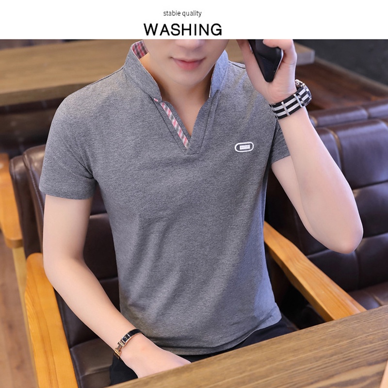 Áo polo AOKANG ngắn tay cổ đứng phong cách Hàn Quốc cho nam