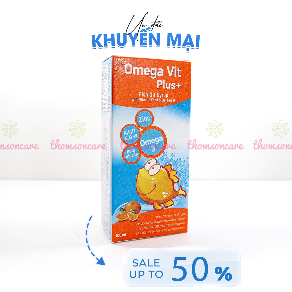 Bổ sung Omega 3 DHA EPA - Omega Vit Plus từ dầu cá, khoáng chất vitamin thiết yếu cho trẻ - Chai 100ml