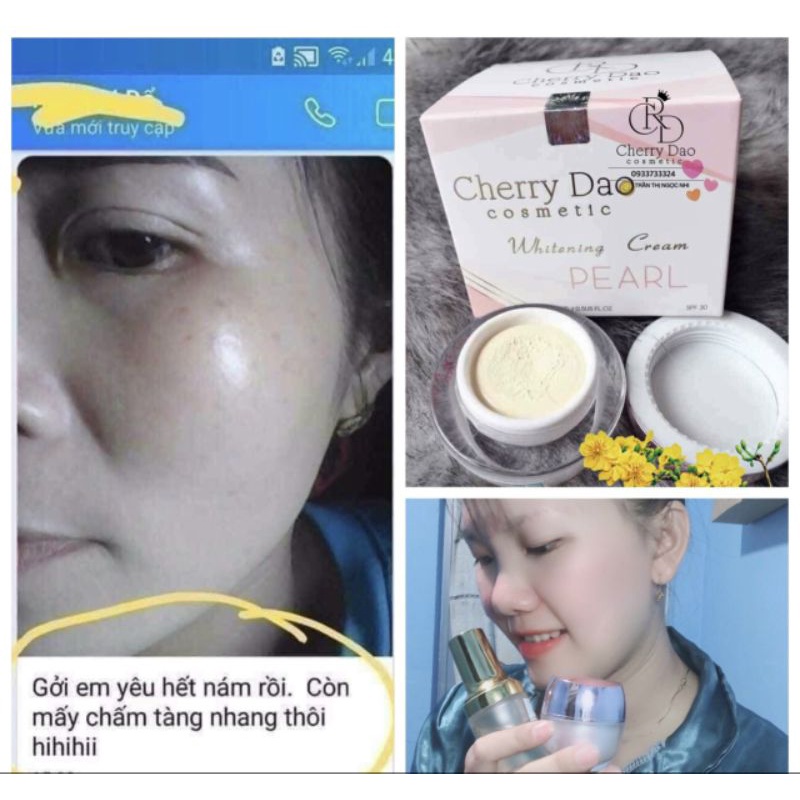 Kem face cherry đào dưỡng trắng da giảm thâm nám tàn nhang có độ maskup cho da thoa thấm hết vào da