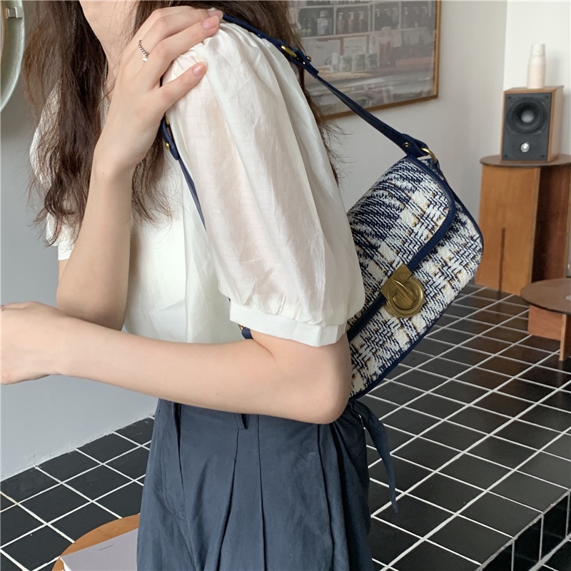 IELGY Túi đeo vai phối khóa cài nam châm kiểu dáng thời trang thanh lịch cho nữ