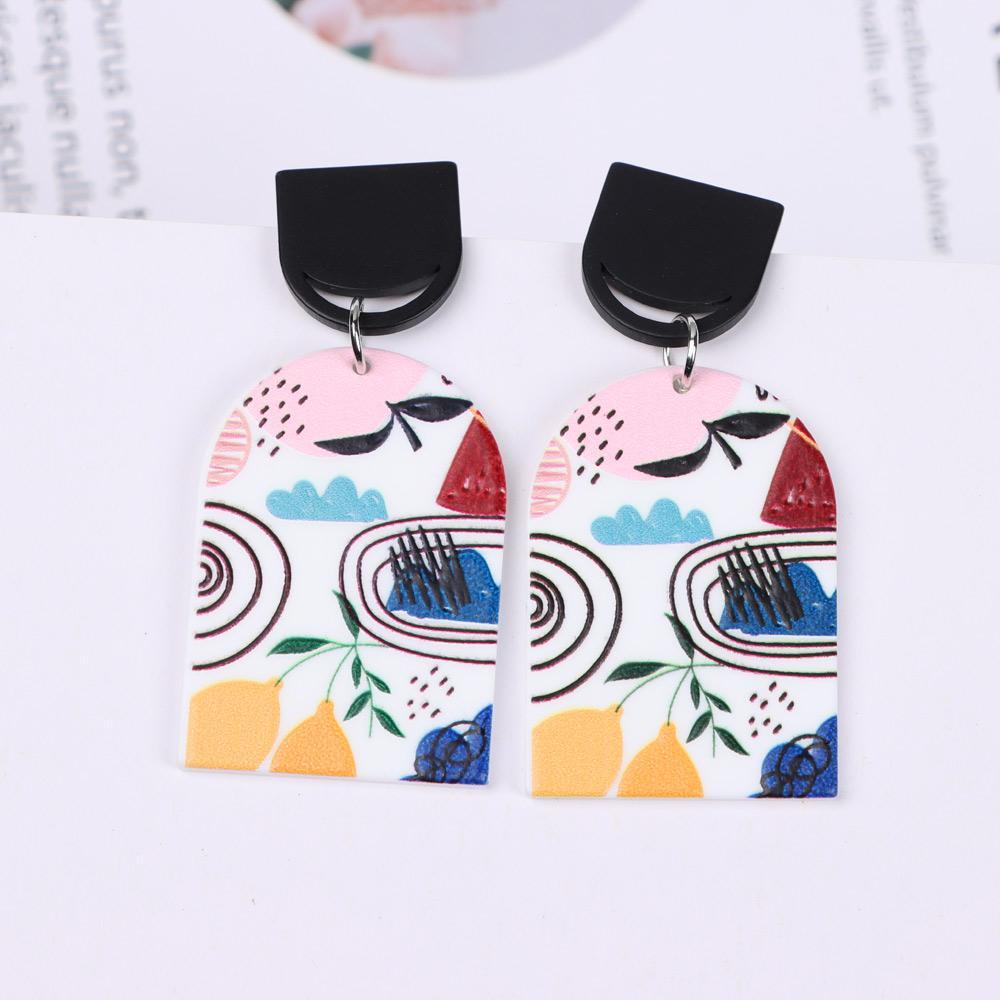 Bông Tai Họa Tiết Hoa Hình Học Nhiều Màu Sắc Thời Trang Dễ Thương