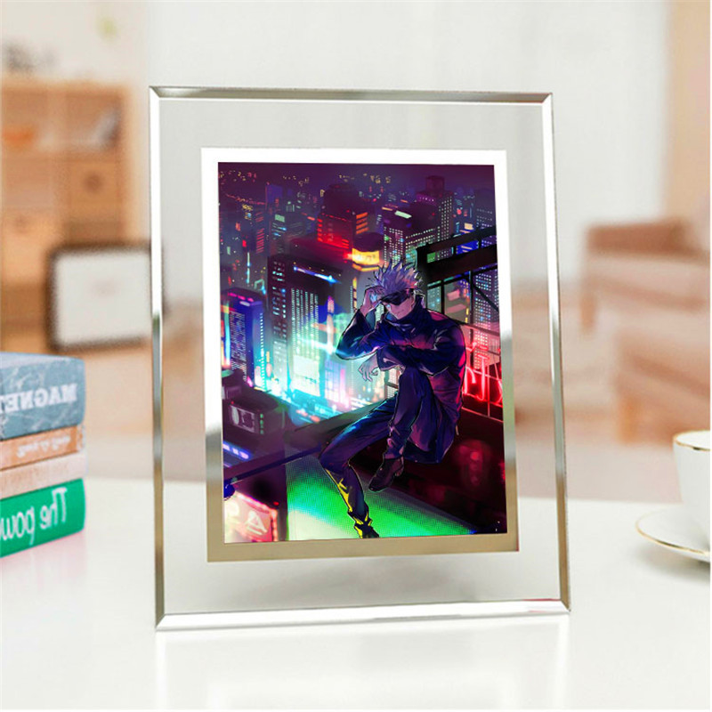 Khung Ảnh Bằng PVC Mặt Kính Để Bàn Hình Jojo Satoru Itadori Yuji Fushiguro Megu