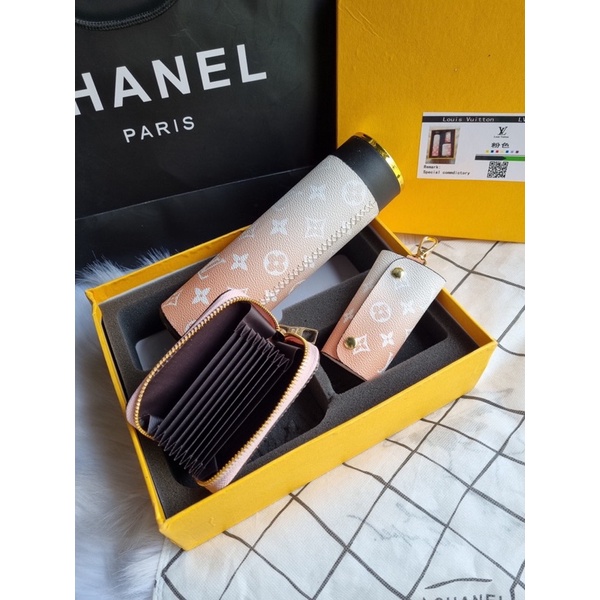 Set bình giữ nhiệt lv kèm móc khoá và ví đựng nhiều ngăn fullbox