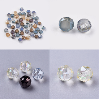 Set 20-50 Hạt Cườm Thủy Tinh Mạ Điện Tròn Nhiều Màu Kích Thước 4x3mm 10mm 1mm Dùng Làm Đồ Trang Sức