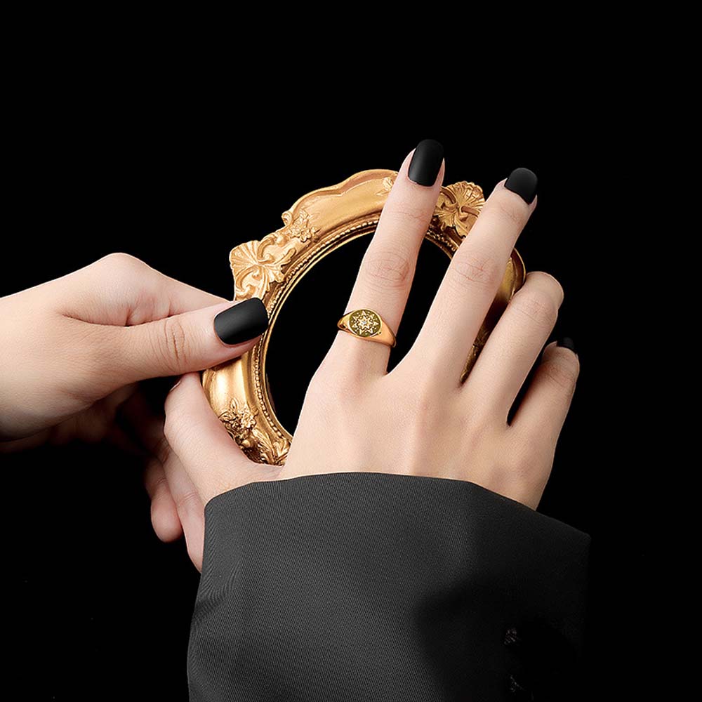 Nhẫn bằng kim loại hình hoa hướng dương đính đá giả thời trang cho nữ