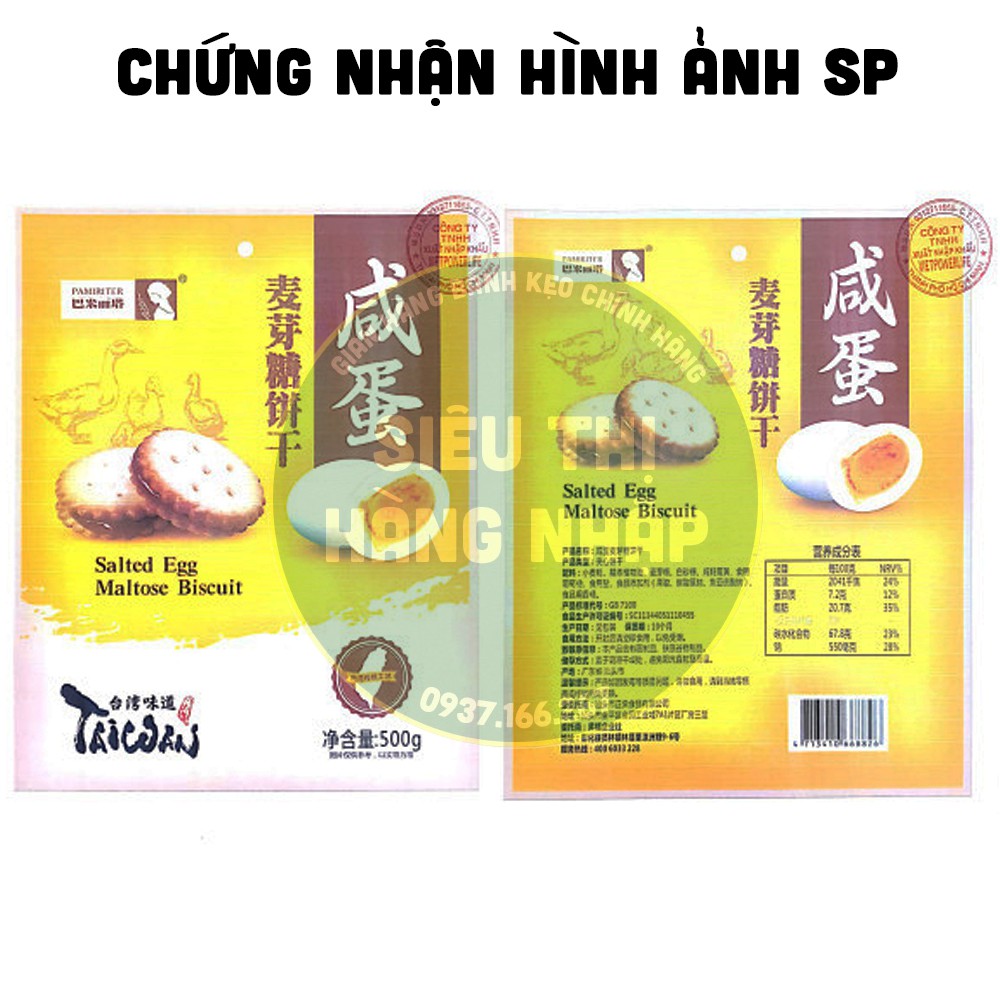 Bánh quy kẹp trứng muối Pamiriter Đài Loan nhân mềm dẻo (180g-500g), đồ ăn vặt vừa ngon vừa rẻ