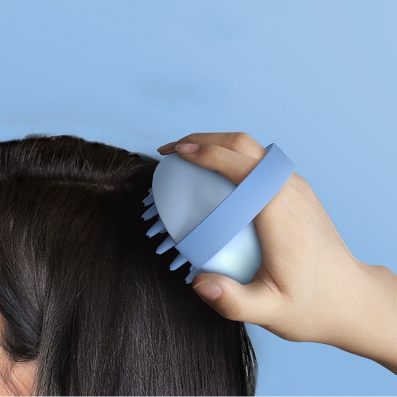 [Hàng mới về] Bàn chải silicon mát xa da đầu có tay cầm tháo rời được tiện lợi