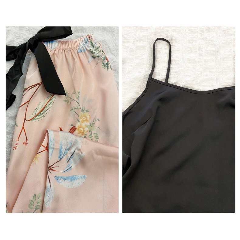 Bộ Đồ Ngủ 3 Món Bằng Lụa Mềm Dáng Rộng In Họa Tiết Thời Trang Cho Nữ