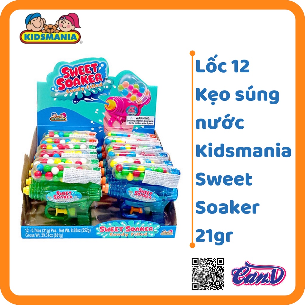 ( Bán sỉ ) Lốc 12c Kẹo súng nước Kidsmania Sweet Soaker 21gr