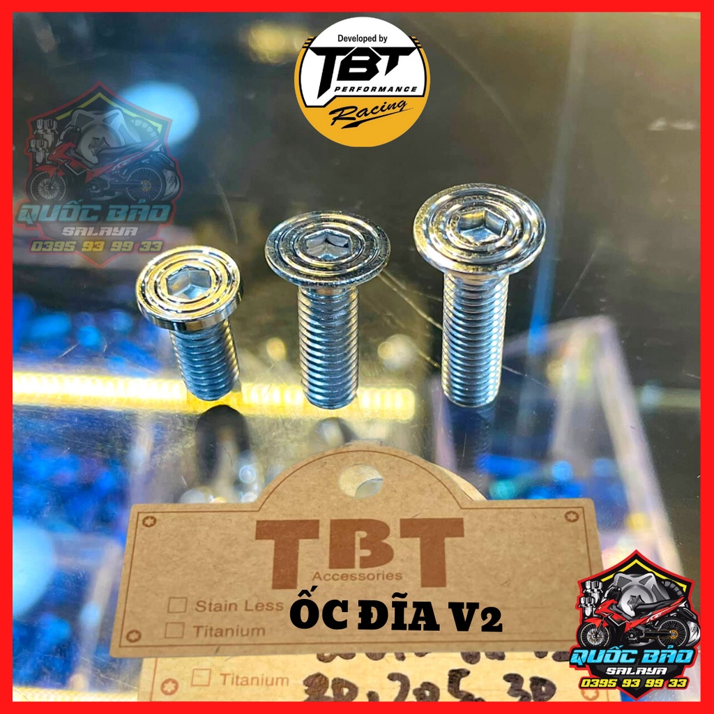 Ôc đĩa TBT v2 full size chất liệu inox 304 gắn đĩa và lòng đĩa các dòng xe bảo hành trọn đời